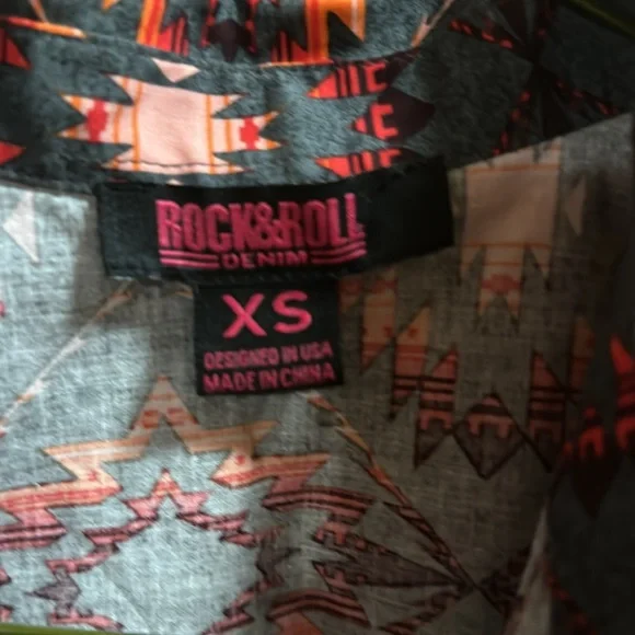Rock&Roll Denim Pearl Snap Button up shirt size XS - Picture 2 of 3